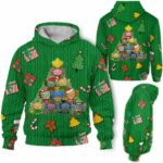 AOPH-U-Ani-GreeKnitPtn-Axolo-211028VA10 @ Axolotl Green Knit Pattern-Axolotl Christmas Tree Cute Pattern Green 3D Hoodie