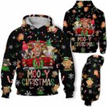 AOPH-U-Ani-CarAnimPtn-Cow-211028VY10 @ Cow Car Animal Pattern-Cow Christmas Funny Farm Truck 3D Hoodie