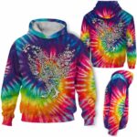 AOPH-U-Ani-TieDye-Cikn-211026VA10 @ Chicken Tie Dye-Chicken Floral Line Art Tie Dye 3D Hoodie