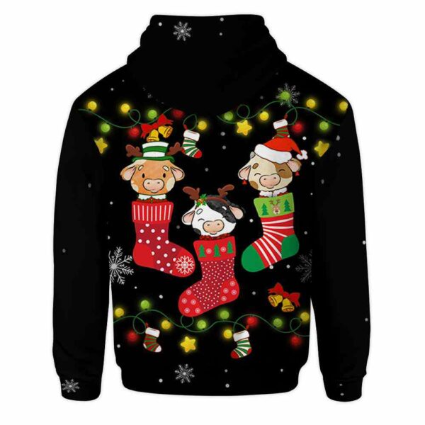 AOPH-U-Ani-CuteSockSnow-Cow-211026VA10 @ Cow Cute Sock Snow-Cow In Cute Sock Black Pattern 3D Hoodie