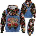 AOPH-U-Ani-FarmDungWithCutePtn-Goat-211028VA10 @ Goat Farm Dungarees with Cute Pattern-Goat Cute Pattern Farmer Suite 3D Hoodie