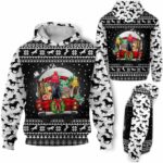 AOPH-U-Ani-KnitCarMoon-Hrse-211028VY10 @ Horse Knitted Car Moon-Horse Christmas Farm Truck White Snow 3D Hoodie