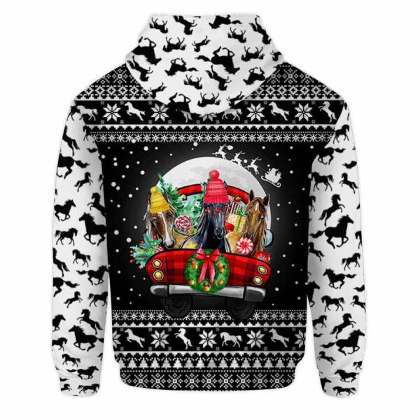 AOPH-U-Ani-KnitCarMoon-Hrse-211028VY10 @ Horse Knitted Car Moon-Horse Christmas Farm Truck White Snow 3D Hoodie