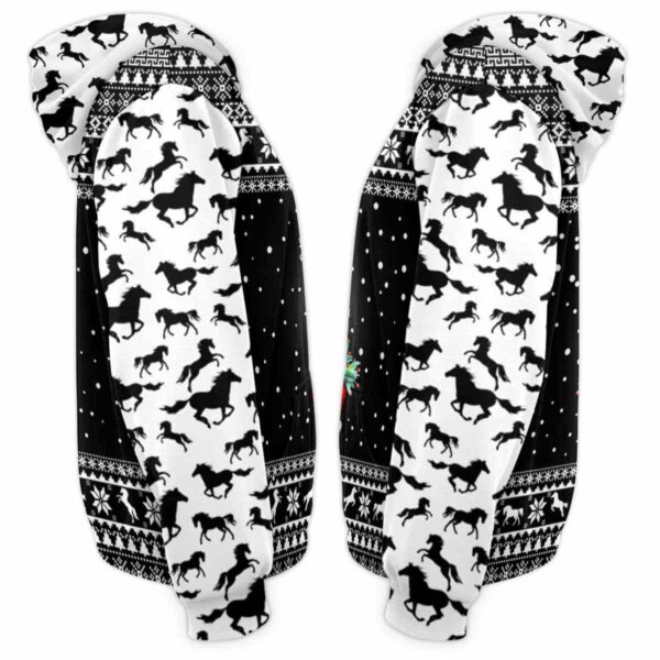 AOPH-U-Ani-KnitCarMoon-Hrse-211028VY10 @ Horse Knitted Car Moon-Horse Christmas Farm Truck White Snow 3D Hoodie