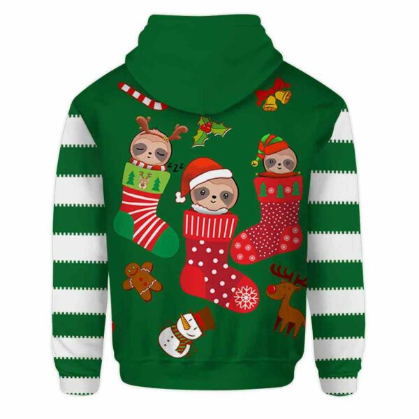 AOPH-U-Ani-CuteSockGree-Slth-211026VA10 @ Sloth Cute Sock Green-Sloth In Cute Sock Green 3D Hoodie