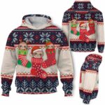 AOPH-U-Ani-SockAndKnitPtn-Slth-211028VA10 @ Sloth Sock and Knit Pattern-Sloth Christmas Sock Knit Cute 3D Hoodie
