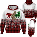 AOPH-U-Ani-SnowPlaiPtn-Fox-211028VA10 @ Fox Snow Plaid Pattern-Fox Christmas Plaid Snow 3D Hoodie
