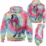 AOPH-U-Ani-PastTieDye-Hrse-211026VA10 @ Horse Pastel Tie Dye-Horse Floral Pastel Tie Dye 3D Hoodie