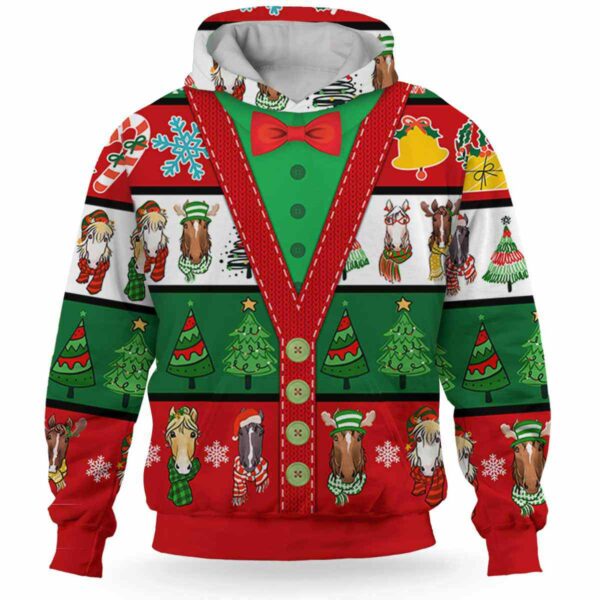 AOPH-U-Ani-ChriSeamPtn-Hrse-211028VA10 @ Horse Christmas Seamless Pattern-Horse Christmas Line Pattern 3D Hoodie