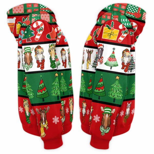 AOPH-U-Ani-ChriSeamPtn-Hrse-211028VA10 @ Horse Christmas Seamless Pattern-Horse Christmas Line Pattern 3D Hoodie