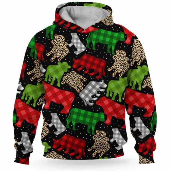 AOPH-U-Ani-PlaiPtn-Cow-211028VA10 @ Cow Plaid Pattern-Cow Christmas Plaid Pattern 3D Hoodie