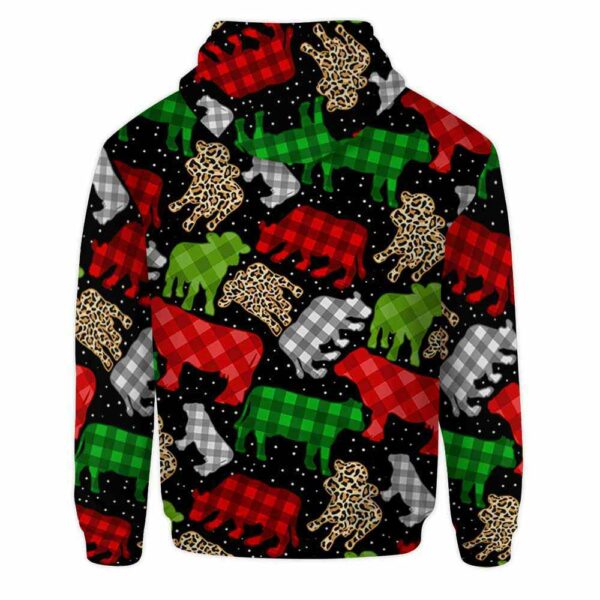 AOPH-U-Ani-PlaiPtn-Cow-211028VA10 @ Cow Plaid Pattern-Cow Christmas Plaid Pattern 3D Hoodie