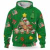 AOPH-U-Ani-GreeKnitPtn-Cow-211028VA10 @ Cow Green Knit Pattern-Cow Christmas Tree Cute Pattern Green 3D Hoodie