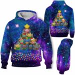 AOPH-U-Ani-Glxy-Axolo-211026VA10 @ Axolotl Galaxy-Axolotl Christmas Tree Galaxy 3D Hoodie