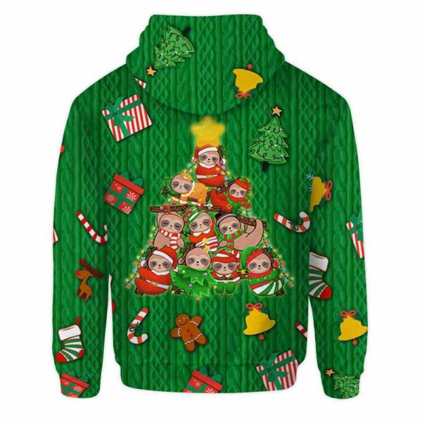 AOPH-U-Ani-GreeKnitPtn-Slth-211028VA10 @ Sloth Green Knit Pattern-Sloth Christmas Tree Cute Pattern Green 3D Hoodie