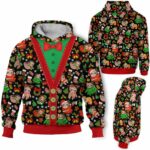 AOPH-U-Ani-ChriBlacPtn-Slth-211028VA10 @ Sloth Christmas Black Pattern-Sloth Christmas Black Pattern On Suite 3D Hoodie