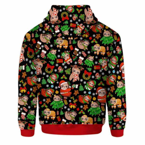 AOPH-U-Ani-ChriBlacPtn-Slth-211028VA10 @ Sloth Christmas Black Pattern-Sloth Christmas Black Pattern On Suite 3D Hoodie