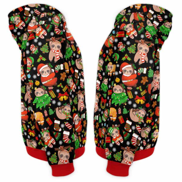 AOPH-U-Ani-ChriBlacPtn-Slth-211028VA10 @ Sloth Christmas Black Pattern-Sloth Christmas Black Pattern On Suite 3D Hoodie