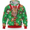 AOPH-U-Ani-ChriGreePtn-Cow-211028VA10 @ Cow Christmas Green Pattern-Cow Christmas Green Pattern On Suite 3D Hoodie