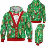 AOPH-U-Ani-ChriGreePtn-Hrse-211028VA10 @ Horse Christmas Green Pattern-Horse Christmas Green Pattern On Suite 3D Hoodie