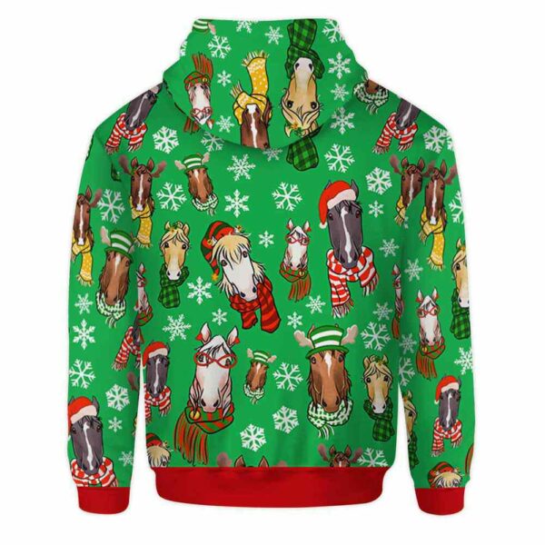 AOPH-U-Ani-ChriGreePtn-Hrse-211028VA10 @ Horse Christmas Green Pattern-Horse Christmas Green Pattern On Suite 3D Hoodie