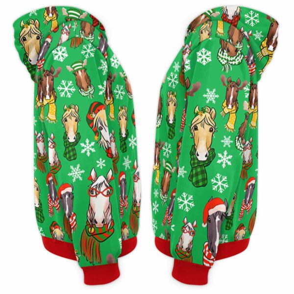 AOPH-U-Ani-ChriGreePtn-Hrse-211028VA10 @ Horse Christmas Green Pattern-Horse Christmas Green Pattern On Suite 3D Hoodie