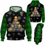 AOPH-U-Ani-GreePlai-Axolo-211028VA10 @ Axolotl Green Plaid-Axolotl Christmas Tree Green Plaid 3D Hoodie