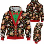 AOPH-U-Ani-ChriBlacPtn-Cow-211028VA10 @ Cow Christmas Black Pattern-Cow Christmas Black Pattern On Suite 3D Hoodie