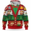 AOPH-U-Ani-ChriSeamPtn-Fox-211028VA10 @ Fox Christmas Seamless Pattern-Fox Christmas Line Pattern 3D Hoodie