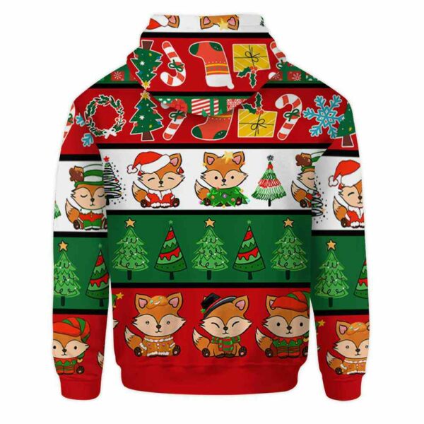 AOPH-U-Ani-ChriSeamPtn-Fox-211028VA10 @ Fox Christmas Seamless Pattern-Fox Christmas Line Pattern 3D Hoodie