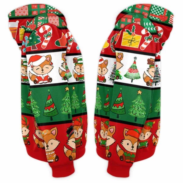 AOPH-U-Ani-ChriSeamPtn-Fox-211028VA10 @ Fox Christmas Seamless Pattern-Fox Christmas Line Pattern 3D Hoodie
