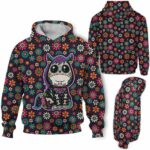 AOPH-W-Ani-SugaSkulMexiFralPtn-Hrse-211028NA10 @ Horse Sugar Skull Mexico Floral Pattern-Horse Sugar Skull With Colorful Flower Pattern 3D Hoodie