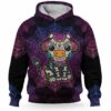 AOPH-U-Ani-SugaSkulBlacMdl-Cow-211028NA10 @ Cow Sugar Skull Black Mandala-Cow Sugar Skull With Purple Mandala 3D Hoodie