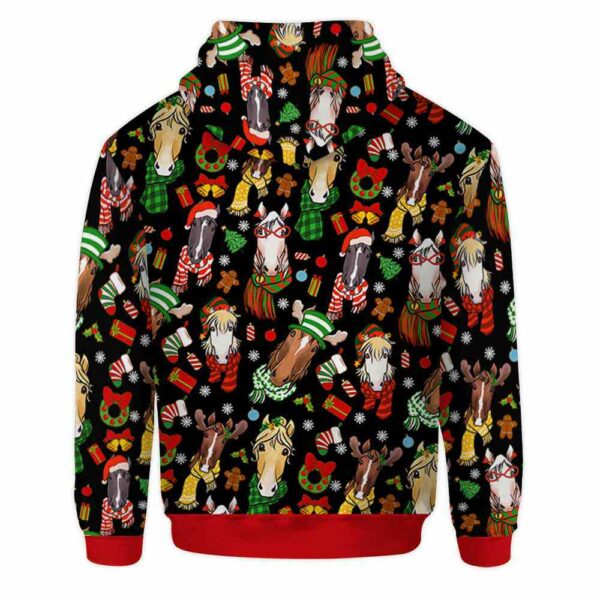 AOPH-U-Ani-ChriBlacPtn-Hrse-211028VA10 @ Horse Christmas Black Pattern-Horse Christmas Black Pattern On Suite 3D Hoodie