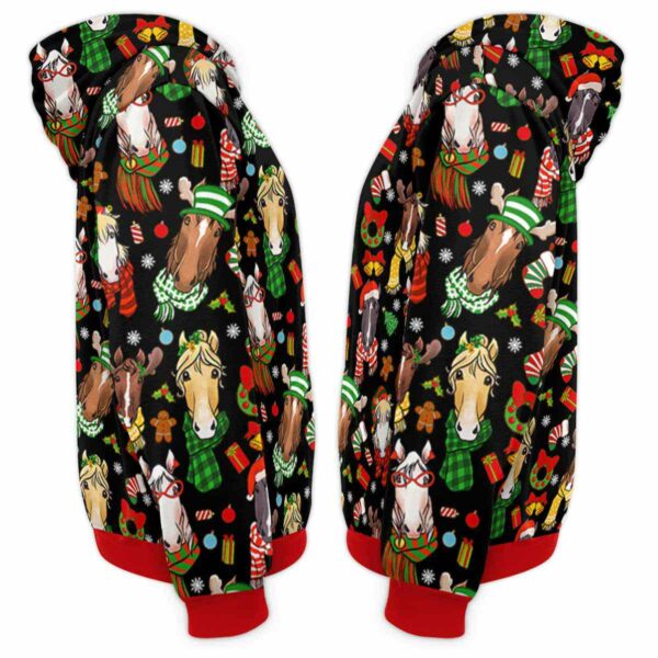 AOPH-U-Ani-ChriBlacPtn-Hrse-211028VA10 @ Horse Christmas Black Pattern-Horse Christmas Black Pattern On Suite 3D Hoodie