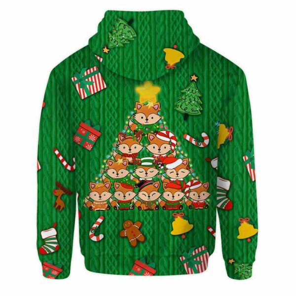 AOPH-U-Ani-GreeKnitPtn-Fox-211028VA10 @ Fox Green Knit Pattern-Fox Christmas Tree Cute Pattern Green 3D Hoodie