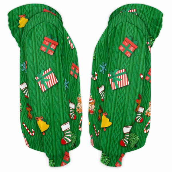 AOPH-U-Ani-GreeKnitPtn-Fox-211028VA10 @ Fox Green Knit Pattern-Fox Christmas Tree Cute Pattern Green 3D Hoodie