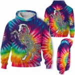 AOPH-U-Ani-TieDye-Hrse-211026VA10 @ Horse Tie Dye-Horse Floral Line Art Tie Dye 3D Hoodie