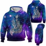 AOPH-U-Ani-Glxy-Fox-211026VA10 @ Fox Galaxy-Fox Floral Galaxy 3D Hoodie
