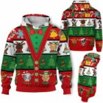 AOPH-U-Ani-ChriSeamPtn-Goat-211028VA10 @ Goat Christmas Seamless Pattern-Goat Christmas Line Pattern 3D Hoodie