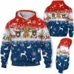 AOPH-U-Ani-ThreLineAnim-Goat-211028VY10 @ Goat Three Line Animal-Goat Christmas Snow Red Blue 3D Hoodie