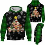 AOPH-U-Ani-GreePlai-Cow-211028VA10 @ Cow Green Plaid-Cow Christmas Tree Green Plaid 3D Hoodie