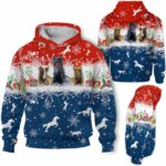 AOPH-U-Ani-ThreLineAnim-Hrse-211028VY10 @ Horse Three Line Animal-Horse Christmas Snow Red Blue 3D Hoodie