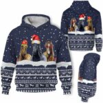 AOPH-U-Ani-BlueKnit-Hrse-211028VY10 @ Horse Blue Knitted-Horse Christmas Funny Blue Knit Snow 3D Hoodie
