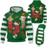 AOPH-U-Ani-CuteSockGree-Cow-211026VA10 @ Cow Cute Sock Green-Cow In Cute Sock Green 3D Hoodie