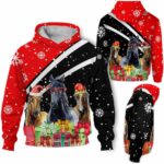 AOPH-U-Ani-HalfRedAnim-Hrse-211028VY10 @ Horse Half Red Animal-Horse Christmas Funny Snow Red 3D Hoodie