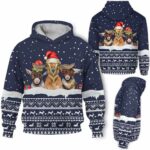AOPH-U-Ani-BlueKnit-Goat-211028VY10 @ Goat Blue Knitted-Goat Christmas Funny Blue Knit Snow 3D Hoodie