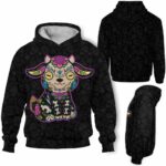 AOPH-U-Ani-SugaSkulBlacBg-Goat-211029NA10 @ Goat Sugar Skull Black BG-Goat Sugar Skull Black Pattern 3D Hoodie