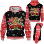 AOPH-U-Ani-RedKnitSnow-Goat-211028VY10 @ Goat Red Knitted Snow-Goat Christmas Red Knit Pattern Snow 3D Hoodie