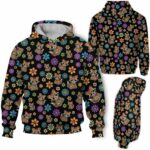 AOPH-U-Ani-SugaSkulPtn-Fox-211028NA10 @ Fox Sugar Skull Pattern-Fox Sugar Skull Floral Pattern 3D Hoodie